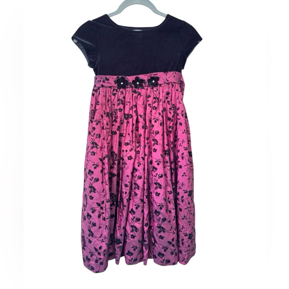 Perfectly Dress Purple and Black Velvet Kids Formal Dress size 6